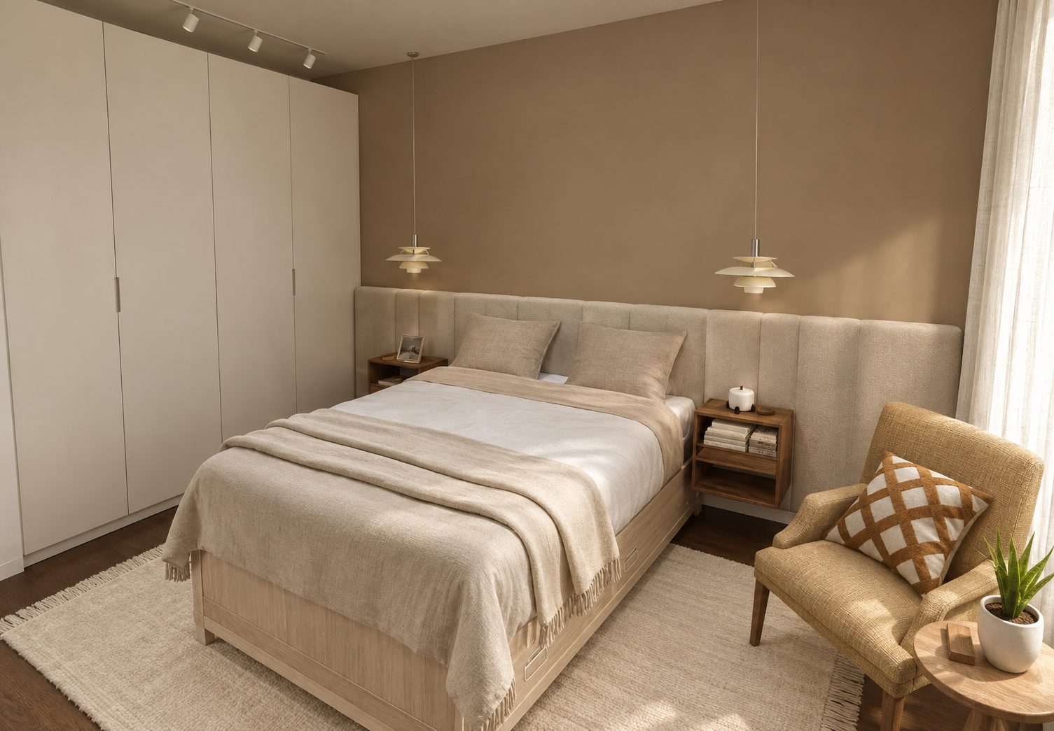 Chambre aux tonalités enveloppantes